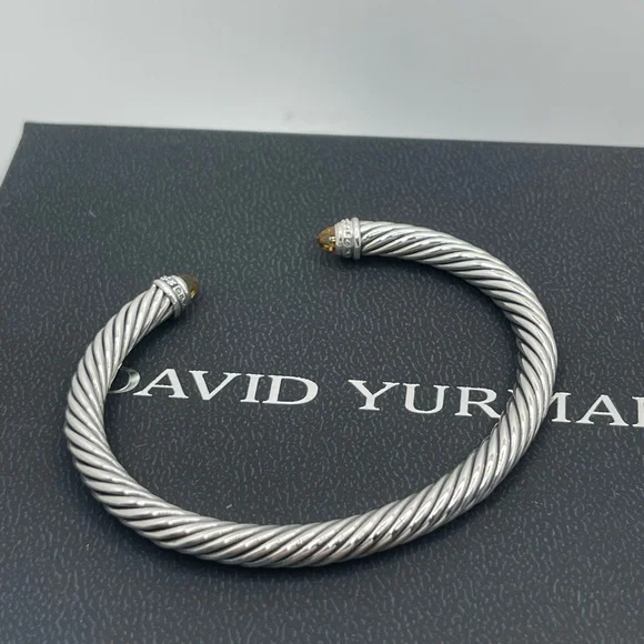 David Yurman Cable Classic Collection Bracelet with Citrine and Diamonds, 5mm - Picture 5 of 10